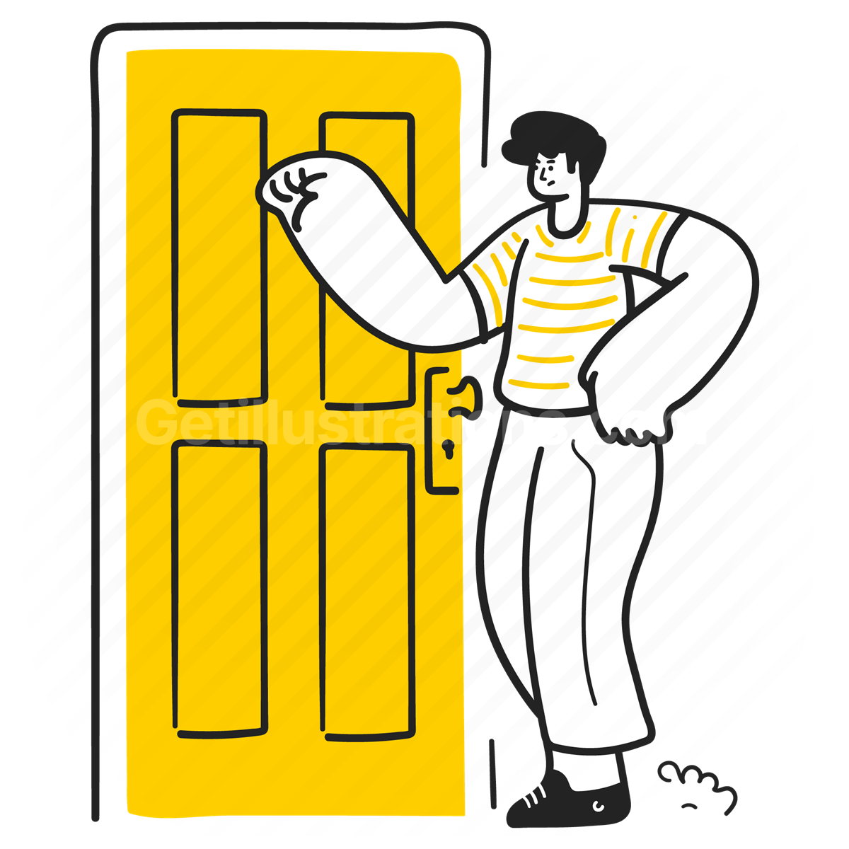 entrance, exit, door, man, knocking, front door, guests, neighbour
